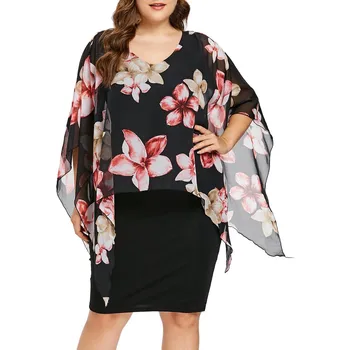 

Women Loose Dress Summer Midi Dresses O Neck Wrap Chiffon Flowers Short Sleeve Plus Size 4xl SlimDress Chiffon Bohemian