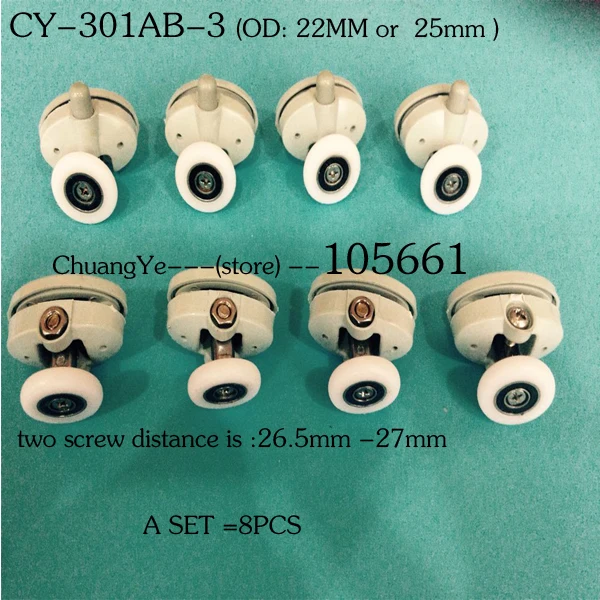 

(A SET of 8pcs )Nylon shower door roller CY-301AB-3