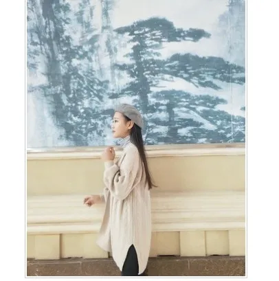 Knit Cardigan V-Neck Fashion Autumn And Winter Sweater 2019 New Winter Ladies Cardigan Loose Mid-Length Sweater AS115 (2)