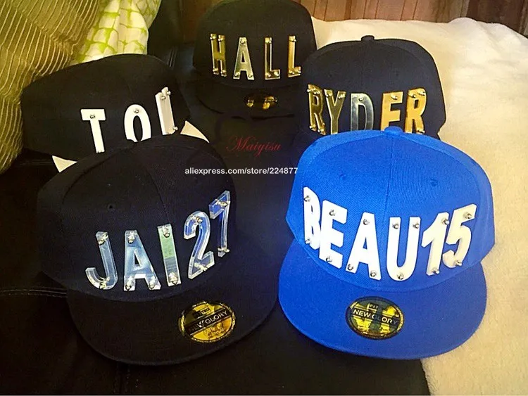 Пользовательские хип-хоп 3D акриловые буквы болтовые шипы заклепки на заказ snapback модные шляпы оптом регулируемая бейсболка