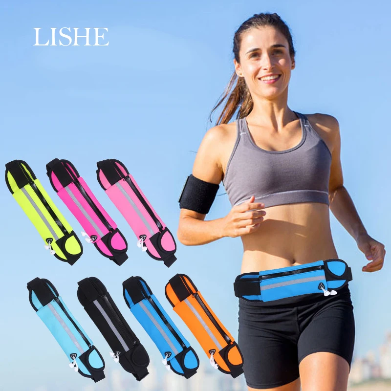 

Universal 4-6" Waist Running Bag Waterproof Mobile Phone Jogging Pack Portable Fitting Anti-thef Unisex Pouch W/Earphone Hole