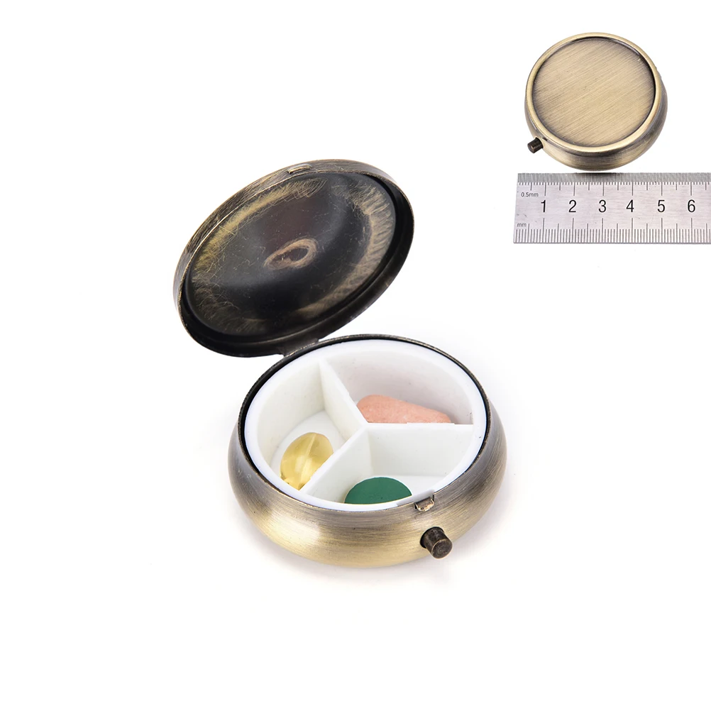 

1Pcs Metal Round PillBox DIY Medicine Organizer Container Medicine Storagegolden color Pill Refillable Bottle