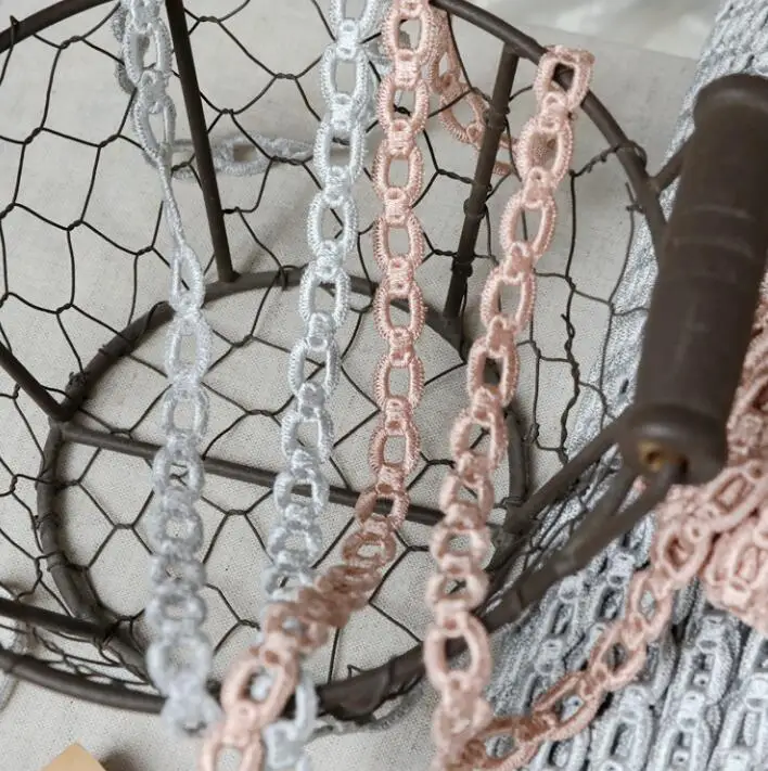 

3 Meters 1cm Embroidery Silver Apricot Lace Trimming 100% Polyester DIY Floral Sewing Supplies Lace Trim Crafts