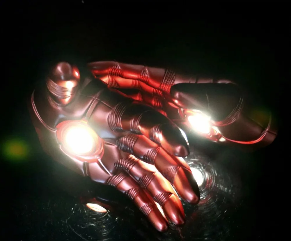 Железный человек перчатка косплей костюм, 1:1 Мстители 4 эндшпиль супергерой Железный человек Марк 3 перчатки с светодиодный светильник ПВХ фигурка игрушка