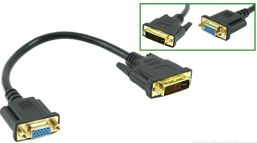Позолоченные DVI to VGA adapter кабель (24 + 5) мужчин и женщин связи дисплея|Соединители| |