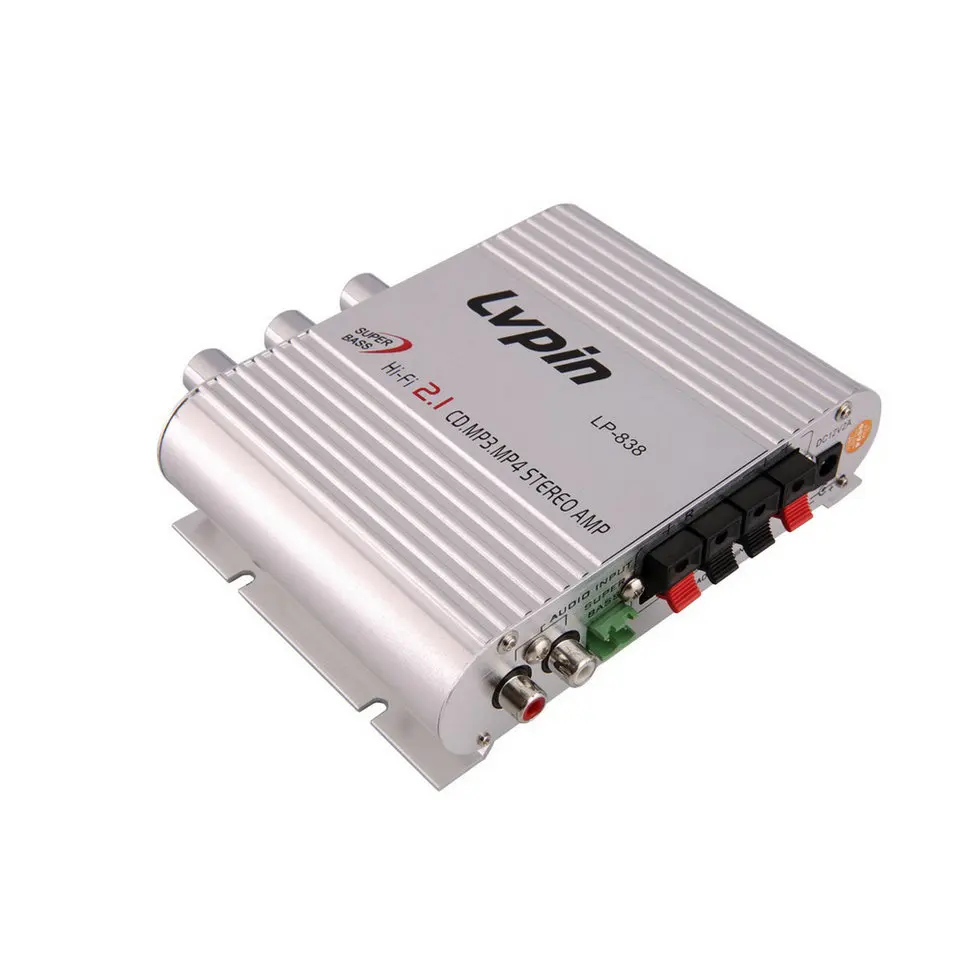 Mini HiFi Sliver 12V 20W CD MP3 Radio coche Auto Motor barco inicio Audio estéreo altavoz amplificador BOOSTRER Verstarker vehículo