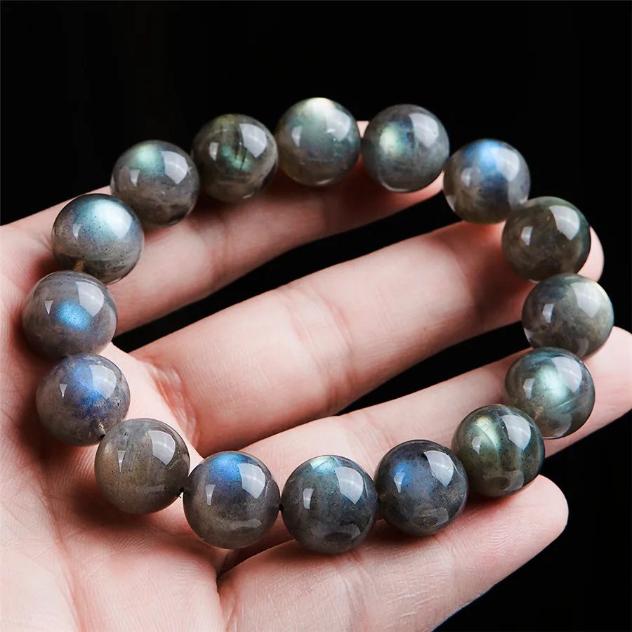 

Natural Labradorite Rainbow Light Crystal Round Beads Bracelet 14mm