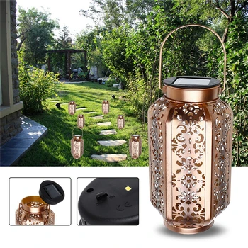 

Mising Solar Garden Light Led Vintage Metal Lantern LED Light Outdoor Landscape Yard Lamp