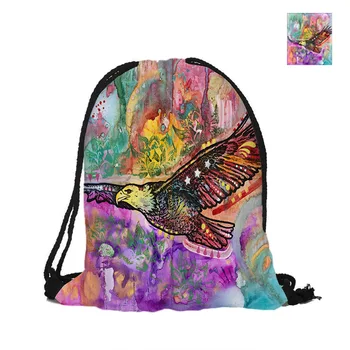 

Eagle Printing Drawstring Backpack For Beach School Shopping Fashion Polyester Bags Women Men Pouch Backpacks Shoulder Bag