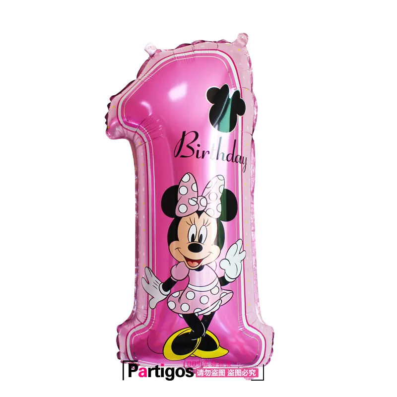 Globos de aluminio Rojo Negro Mickey Minnie Mouse letras de cumpleaños soy un banner inflable aire látex globos fiesta de cumpleaños cortina