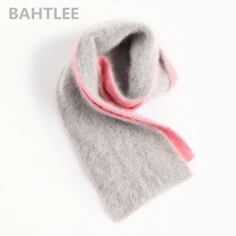 

BAHTLEE-Women's Long Wool Scarf, Angola Knitting, Thick, Keep Warm, Fashion Brand Style, Perfect Neutral, Winter