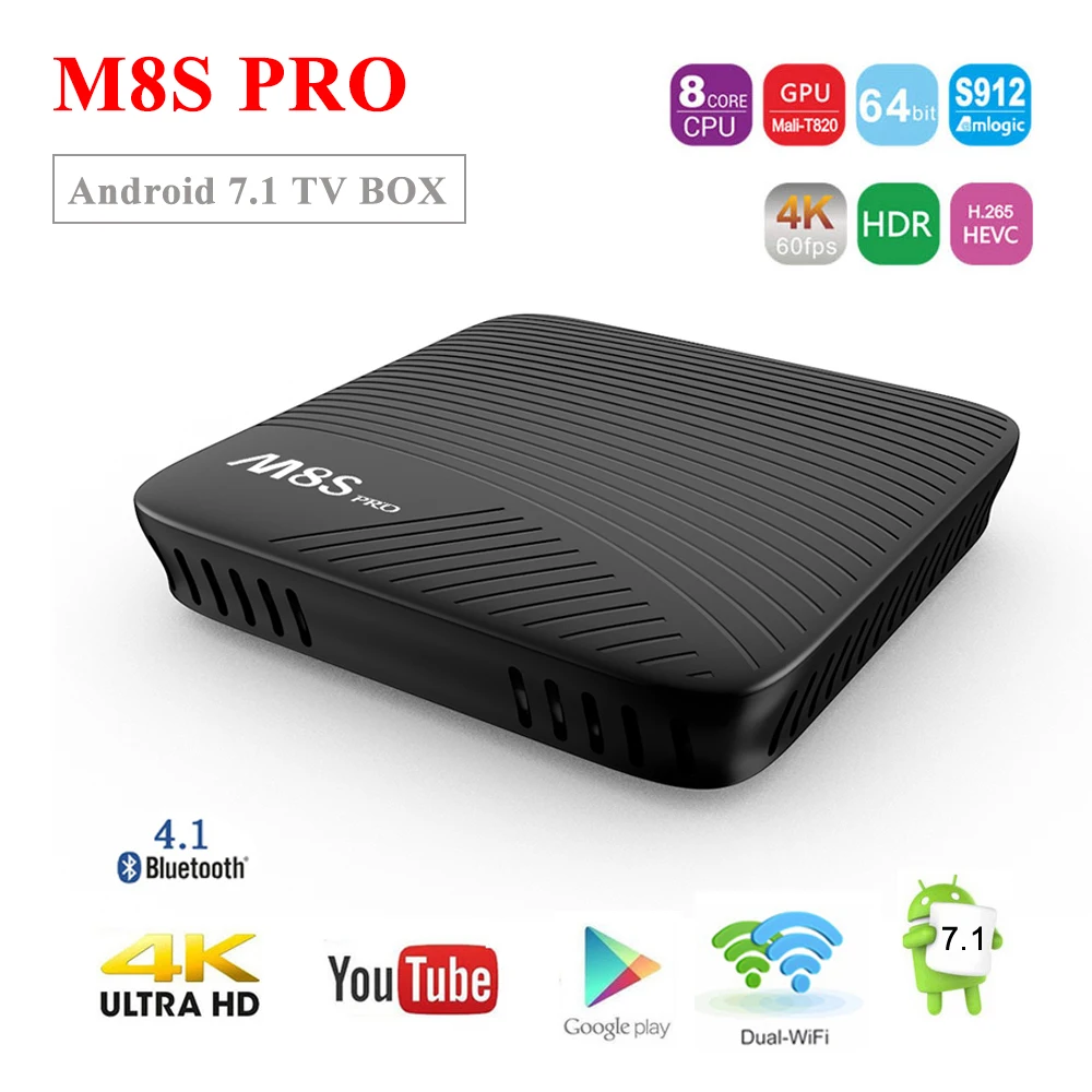 

SATXTREM MECOOL M8S PRO Smart Tv Box Android 7.1 Amlogic S912 Octa-core 3G DDR4 32GB 4K HDR10 BT 4.1 2.4G&5G WiFi Media Player