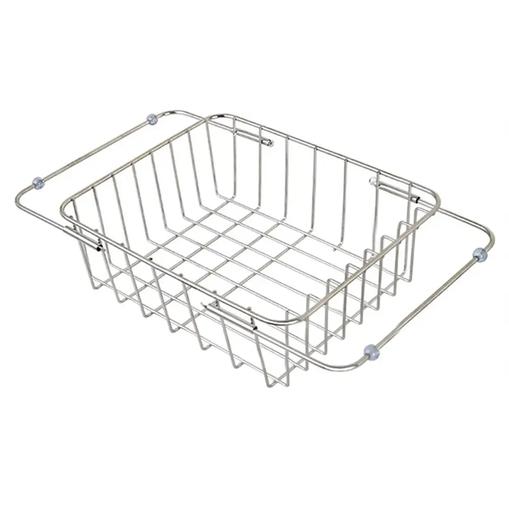 Stainless Steel Drain Basket Strainer Bowl Dish Rack Kitchen Storage