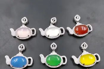 

Natural authentic ice species jade pith Chalcedony agate a pot pendant inlaid jade pith small jug Pendant