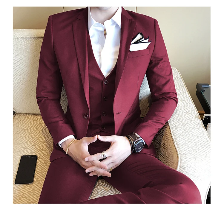 Мужской костюм(пиджак+ брюки+ жилет), роскошный мужской свадебный костюм, мужской тонкий костюм, Мужская одежда, деловая одежда, вечернее платье