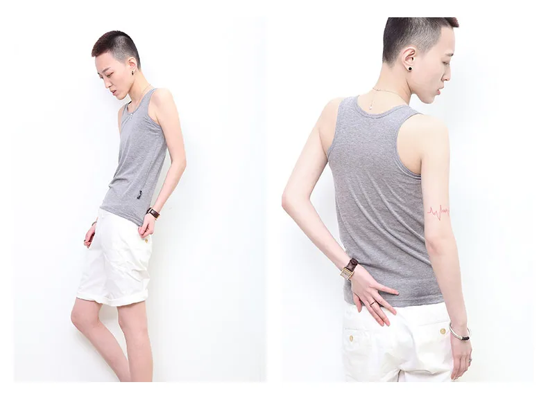 

Lesbian Tomboy Vest Les Tank Top Corset Long Outwear Bandage Strengthen Summer