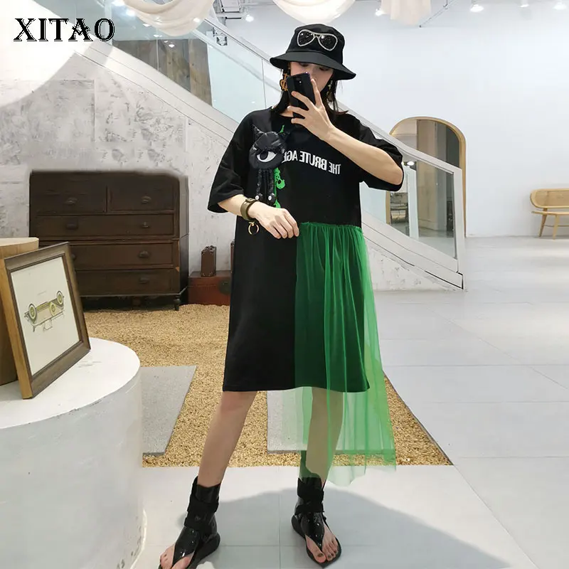 XITAO/Черное Кружевное Платье холодного ветра женская одежда 2019 с круглым вырезом в