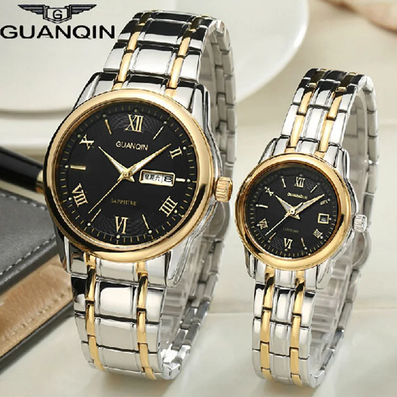 

Couple Watches Women Quartz Luxury Brand GUANQIN Luminous Waterproof Sapphire Wristwatches Men Watches Women Lovers Watches