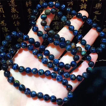 

7.3mm Natural Namibia Pietersite Bracelet Blue Stone Stretch Healing Anniversary Gift 108 Round Beads 4 Laps Bracelet AAAAA