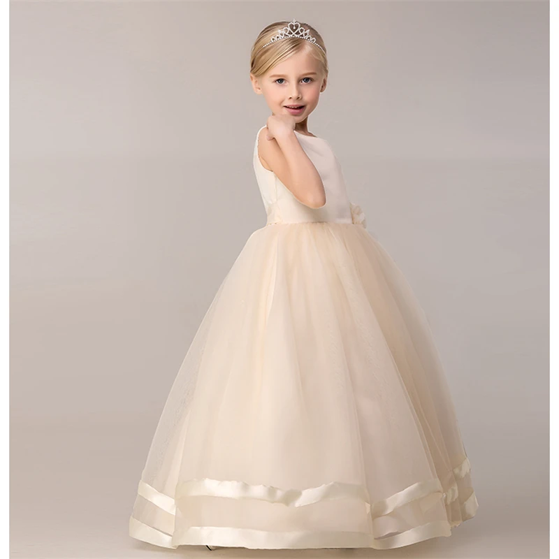 2017 модные платья для девочек бежевое платье выпускного вечера детское свадебное