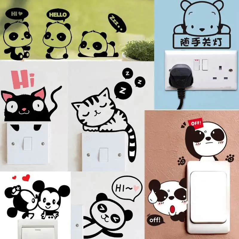 

K series removable wall mounted switch attached panda creative living room bedroom notebook wall stickers