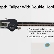 SHAHE 0,01 мм 150 мм высококачественная нержавеющая сталь двойной крюк цифровой глубиномер штангенциркуля 200 мм 300 мм
