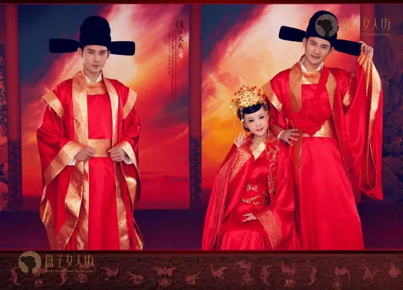 Китайский традиционный свадебный костюм Hanfu для пары, Древний китайский свадебный костюм для пары, одежда для фотосессии, Классический Косплей