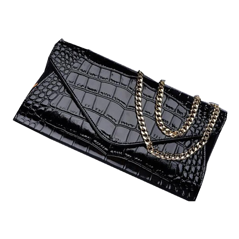 Женская сумка конверт из натуральной кожи с крокодиловым узором|messenger handbag|bag