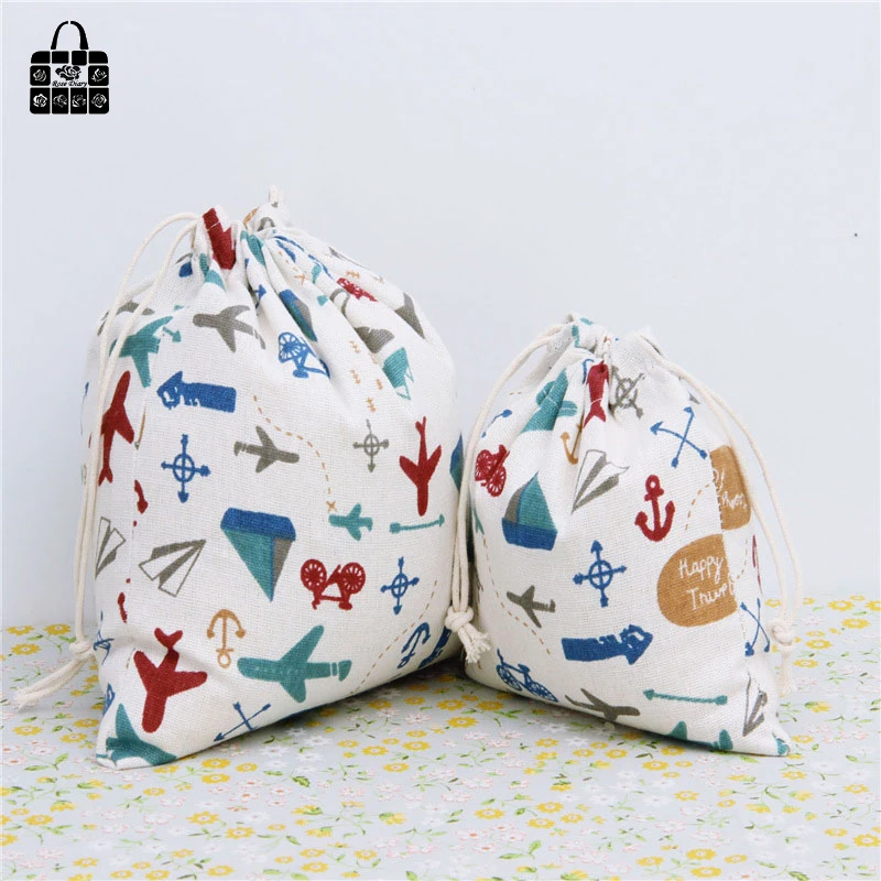 

Plane war printed 100% cotton bag Travel Accessories Clothes underwear shoes toy Storage Pouch Luggage Packing Organizers bag