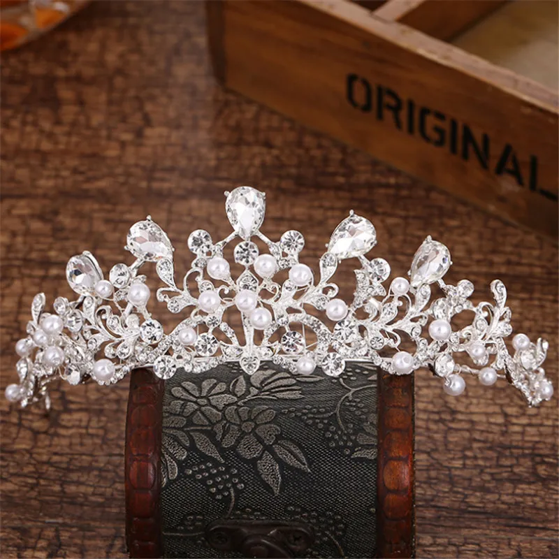 High Quality Crystal Pearl Tiaras and Crowns Wedding Hair Accessories for Brides Tiara Bridal