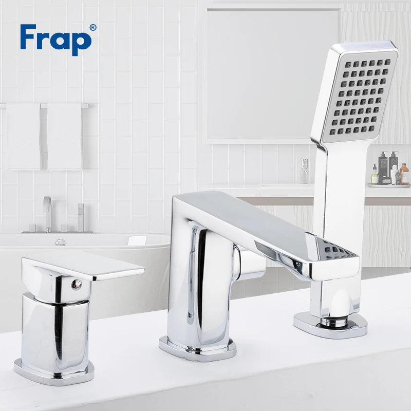 Billige Frap Drei stück Badewanne Wasserhahn Bad Dusche Wasserhahn Bad Dusche Set Wasserfall Bad Waschbecken Wasserhahn Wasser Mischbatterien F1134  F1146