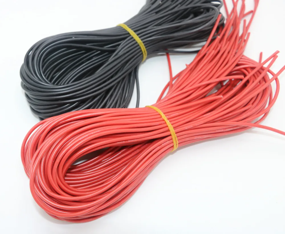 10 м/лот высокое качество провод силикона, 10, 12, 14, 16, 18, 20, 22, 24, 26 Awg 5 м красный и черный цвет, 5 м Цвет
