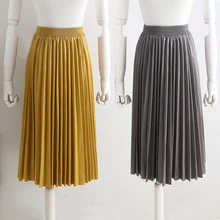 Весна осень женские миди длинные юбки из искусственной кожи эластичная юбка из искусственной кожи с высокой талией женские облегающие Вечерние черные плиссированные юбки AB1472