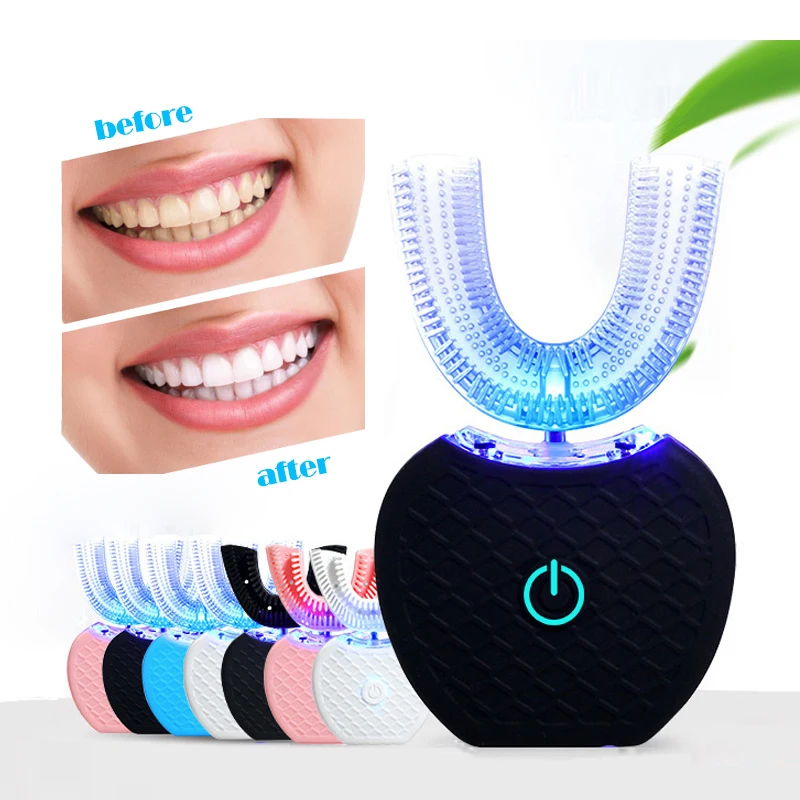 360° Electric Sonic Toothbrush Kit With LED Blu-Ray Teeth Whitening IPX7 Waterproof Portable Tooth Brush Free Hands
