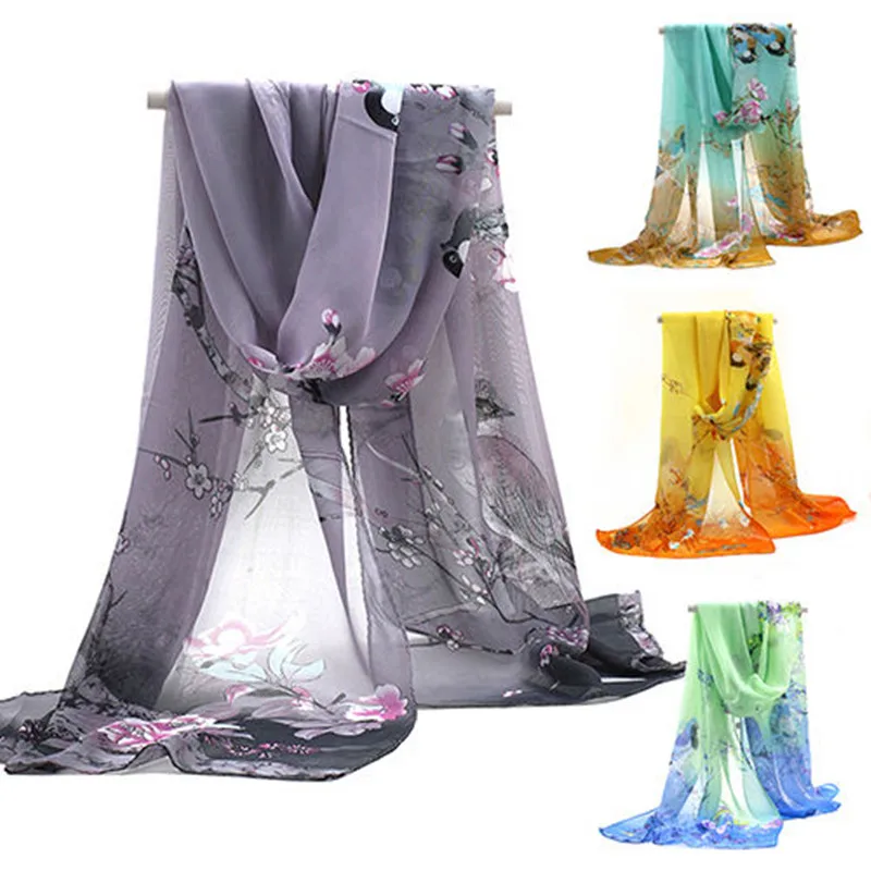 

2018 Chiffon Silk Scarf Scarf Female Summer Autumn Scarf Long Design Conditioning Cape Silk Scarves Shawl Stole Wrap Dropship