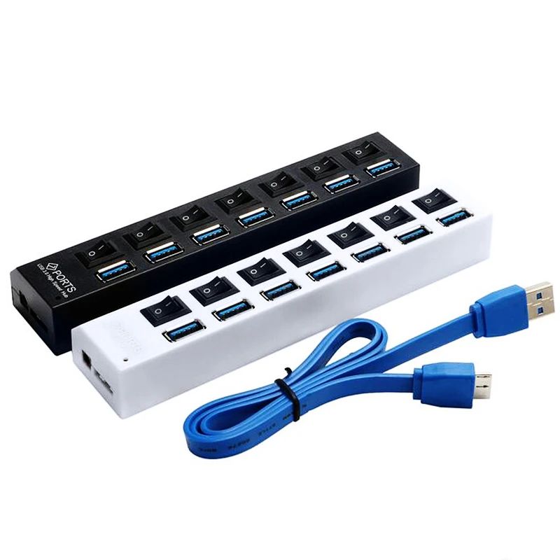 Высокоскоростной USB 3,0 концентратор 7 портов 5 Гбит/с usb-хаб разветвитель концентратор USB 3,0 вкл/выкл переключатель адаптер кабель разветвитель для ПК настольный ноутбук