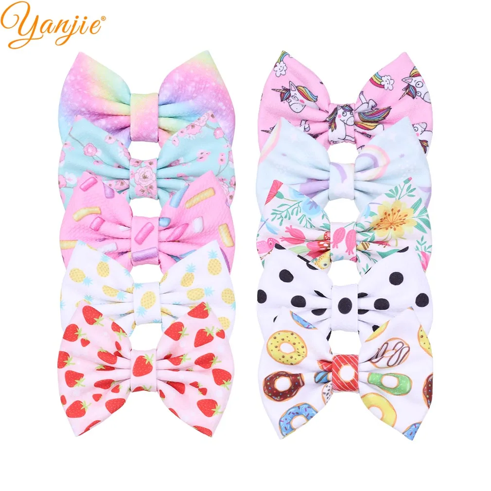 

10pc/lot Waffles Hair Bows Barrettes 5'' Floral Texture Fabric Hair Clips For Women DIY Girls Hair Accessories Party Mujer