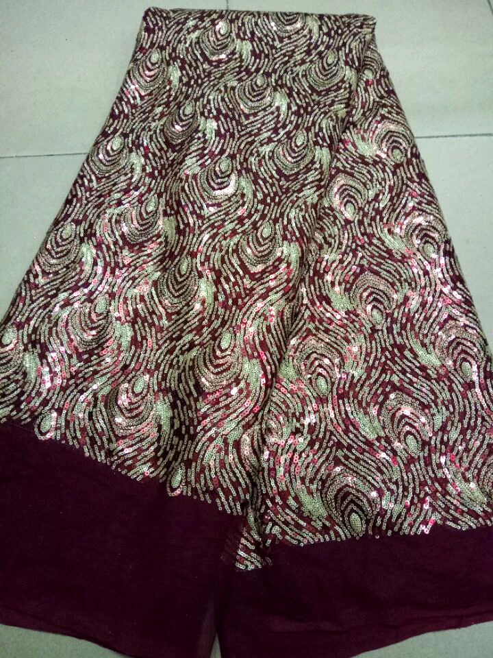 

High Quality African nigerian lace fabric with Squines for party dress,5yards/lot French net lace fabric