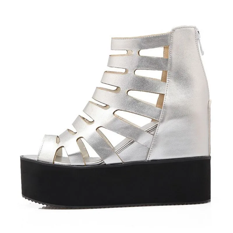 JOJONUNU النساء الصنادل الرومانية بلون سستة أسافين الأحذية المصارع زقزقة اصبع القدم سميكة أسفل العلامة التجارية احذية نسائية حجم 32-43