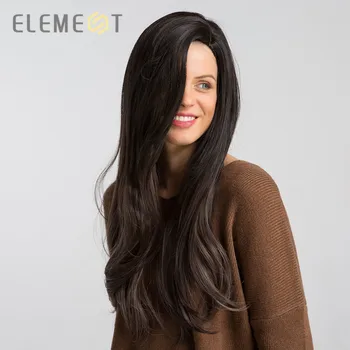 

Element Long Synthetic Natural Wave Wig With Side Fringe Natural Headline Glueless Ombre Hair Replacement Party Wigs for Women