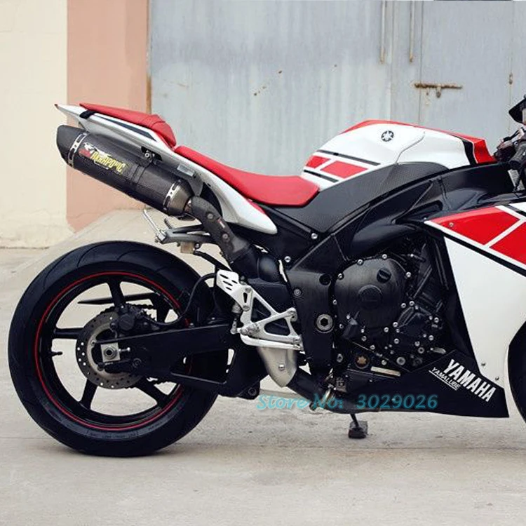YZF-R1 без шнуровки для Yamaha YZF R1 2009- мотоциклетный глушитель выхлопной трубы комплект со средним соединением соединитель трубы из углеродистой стали
