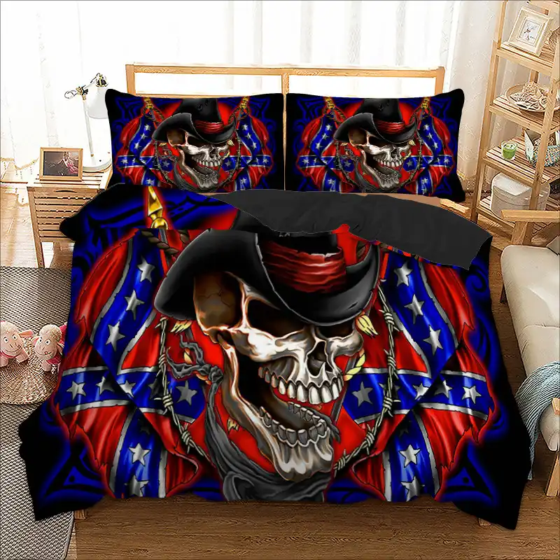 Cráneo Funda De Edredón Fundas Almohada de cubierta del edredón Ghost Rider cama conjunto de Cama Todos Los Tamaños