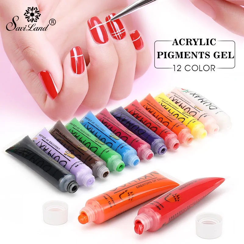 

Saviland 12 Colors Drawing Gel Varnish Acrylic Paint Set Color Oak Off UV Jelly Glass Drawing Gel Varnish Nail Art Tools