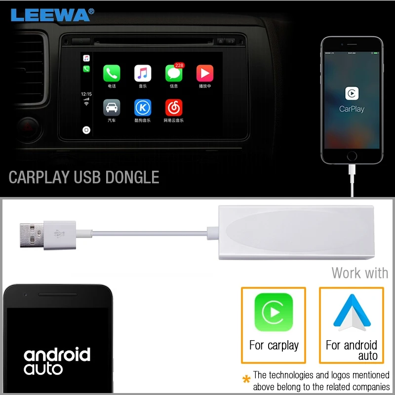 LEEWA USB DONGLE Work With Apple iOS CarPlay Android Auto For Car Android System Headunit Navigation