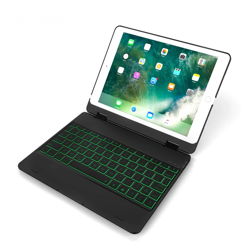 

witsp@d-Backlight Keyboard Case for New iPad 9.7 " 2017& 2018, Matte Rubber Feel Smart Folio Hard Back Slim Shell Cover