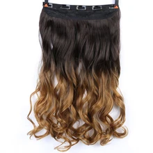 24 дюйма Синтетические длинные завитые 5 зажимов для наращивания волос термостойкие поддельные волосы Ombre Цвет высокотемпературные заколки из фибры в ч