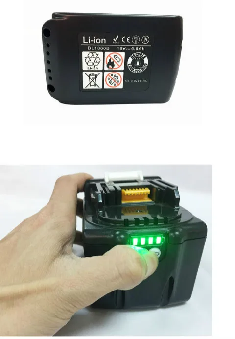 Для Makita 18 в 6000 мАч аккумулятор для электроинструмента BL1860 6A светодиодный светильник-индикатор BL1860B