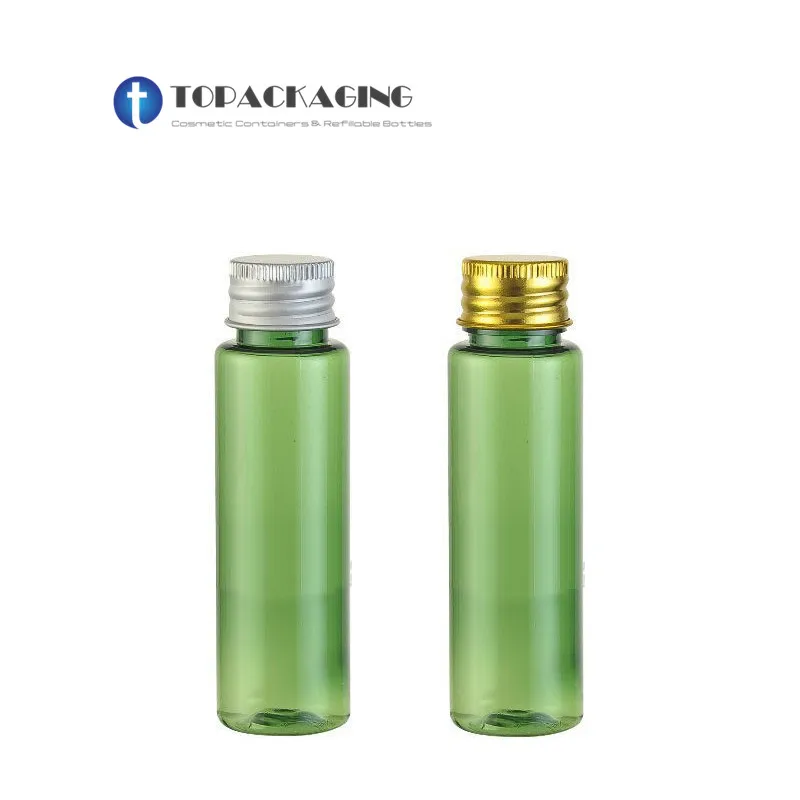 100PCS*30ML Screw Cap Bottle Green Plastic Lotion Cosmetic Cotainer Empty Makeup Shampoo Essential Oil Refillable Aluminum Tops limited edition bottle tops