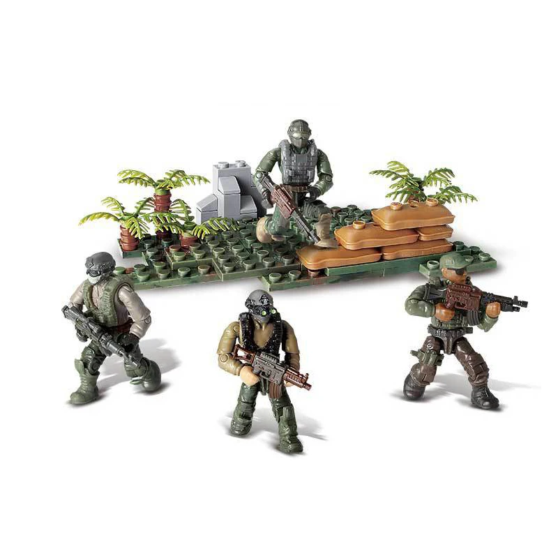 Modern military Sirius Commando building block Woodland blocking scenes army action figures weapon mega bricks toys for boy gift