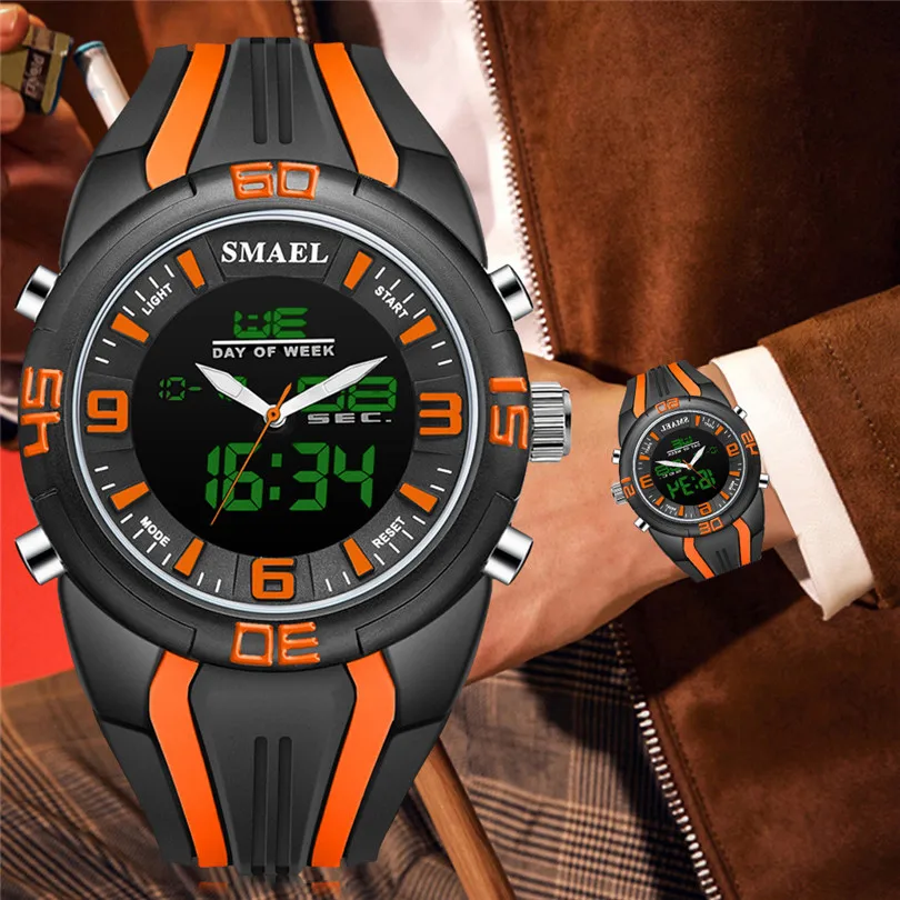 SMAEL Men's Watches Dual Time Camouflage Sport Watch LED Digital Watch New Fashion Digital Quartz For Sport Man #4m19 (2)